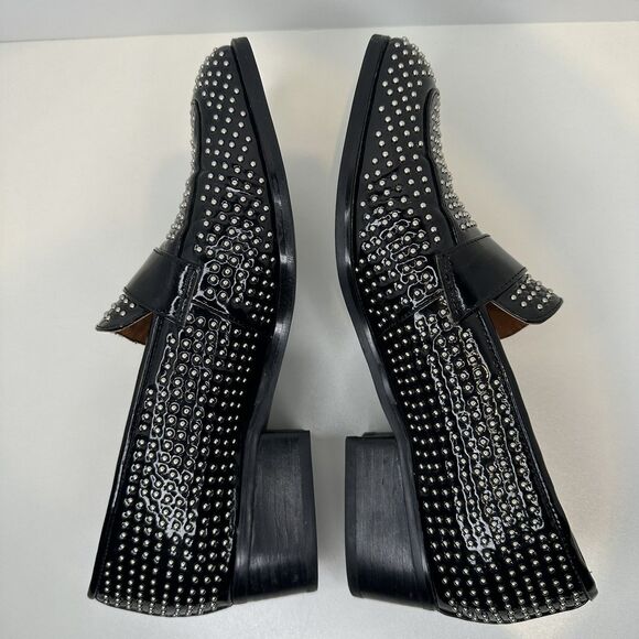Aldo Loafer Dress Shoes Women's 38/ 7.5 Black Patent Leather Studded Rockabilly - Picture 6 of 11